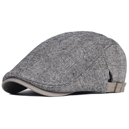 Big Size Newsboy Cap Men Wool Herringbone Gatsby Flat Hat Winter