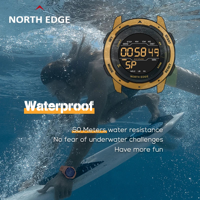 NORTH EDGE Mens Smart Watch Women Sportswatch Dual Time Running Pedometer Countdown Waterproof 50m Digital Alarm Military Clock-EXPROTAS