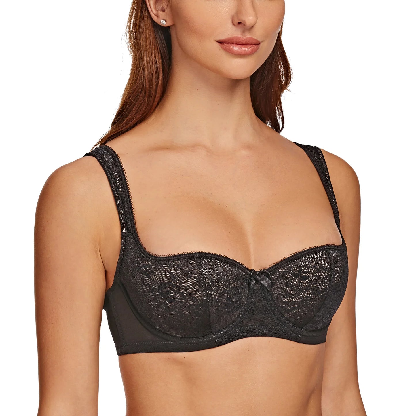 MELENECA Women’s Balconette Half Cup Underwire Bra with Padded Straps Lace