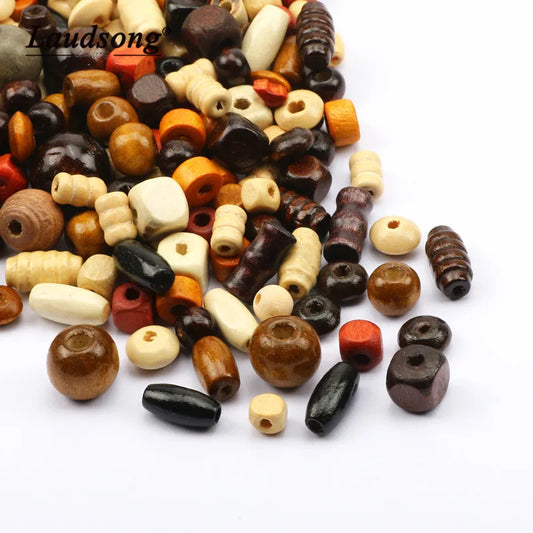 30g Natural Wood Beads Round Wooden Spacer Loose for DIY Jewelry Making
