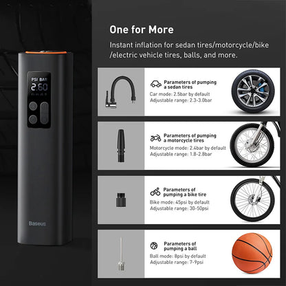 Baseus Mini Car Air Compressor 12V 150PSI Portable Tire Inflator Digital Pump