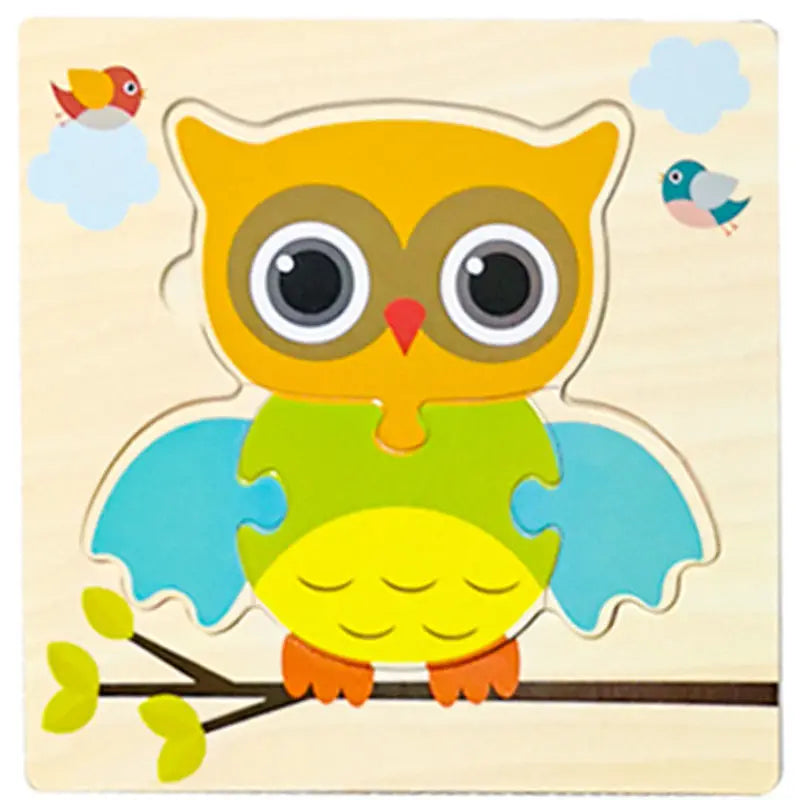 Baby Wooden 3D Tangram Puzzle Cartoon Animal Educational Shapes Jigsaw Toy Gift