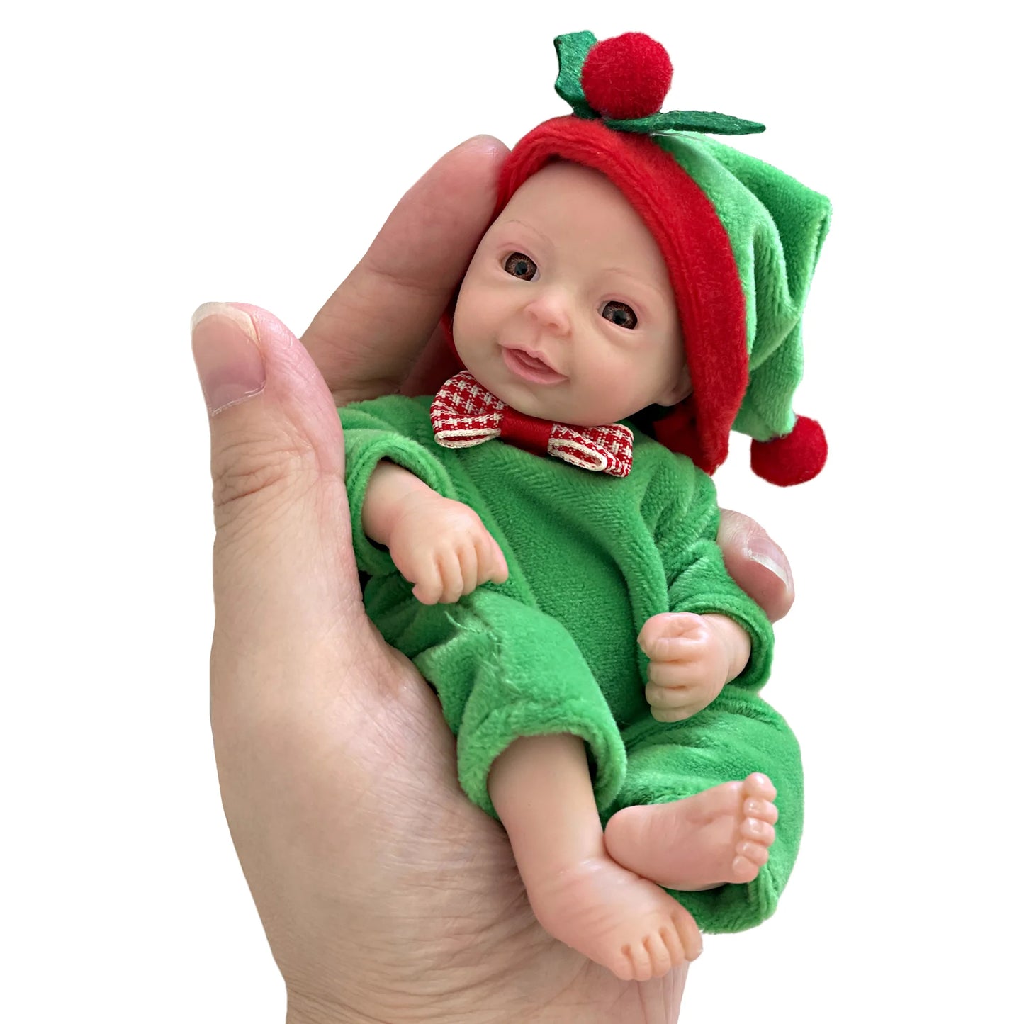 AnjoDoll 6 Inch Full Body Silicone Reborn Baby Boy Doll Palm Size Soft Bebe