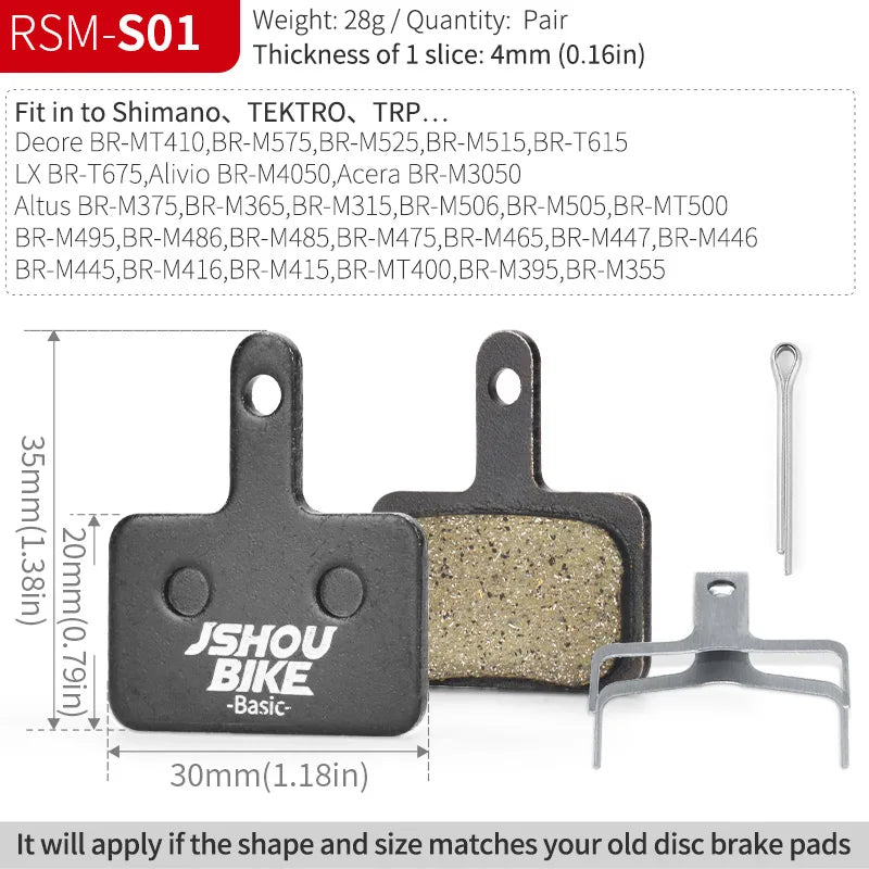 Semi-Metal Bicycle Brake Pads for Shimano SRAM Avid Hayes Magura by JSHOUBIKE