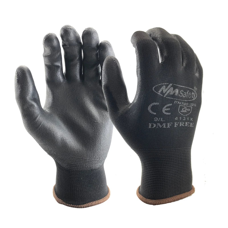 24 Pairs Work Gloves Safety Grip Coated Builders Gardening Nitrile Nylon