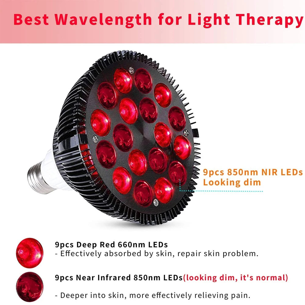 Red Light Therapy Lamp For Face 54W 660nm & 850nm Infrared Light Therapy Device For Muscle Joint Pain Relief Skin Health Tools-EXPROTAS