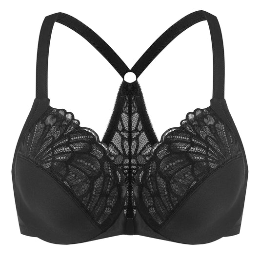 MELENECA Women’s Plus Size Front Closure Lace Underwire Bra Unlined - EXPROTAS