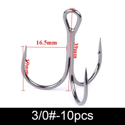 20Pcs Fishing Hooks Treble Carbon Steel Barbed Sharp 2/4/6/8/10#