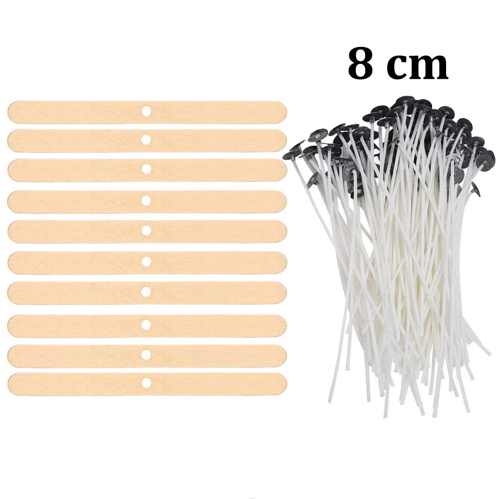 Candle Wicks Pre Waxed with Sustainers Long Tabbed for Craft Making 100pcs