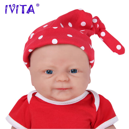 IVITA 36cm Full Body Silicone Reborn Doll 1.65kg Baby Girl w/ Clothes