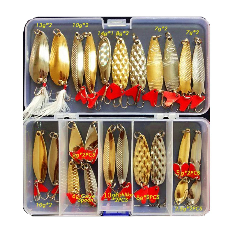35pcs Metal Jig Spoon Fishing Lure Set for Sea Bass Tackle Bait