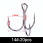 20Pcs Fishing Hooks Treble Carbon Steel Barbed Sharp 2/4/6/8/10#