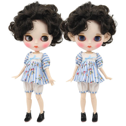 ICY DBS Blythe Doll 1/6 BJD Joint Body 30cm White Skin Black Hair Matte Face