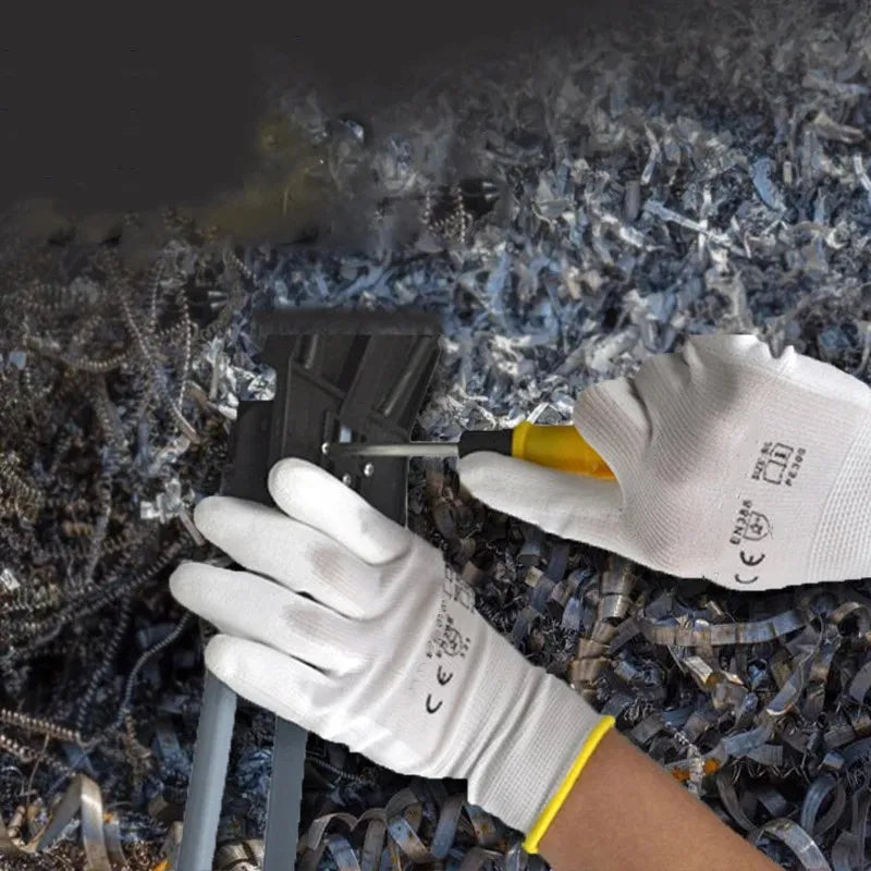 10/20 Pairs Safety Work Gloves PU Coated Grip Builders Gardening Black