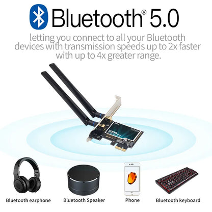 2974Mbps WiFi6 Card Adapter PCIe Bluetooth 5.2 for Desktop PC Windows 10