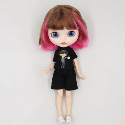 ICY DBS Blythe Doll 1/6 BJD Joint Body 30cm Pink Brown Hair Nude Anime Girl Toy
