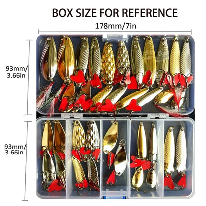 35pcs Metal Jig Spoon Fishing Lure Set for Sea Bass Tackle Bait