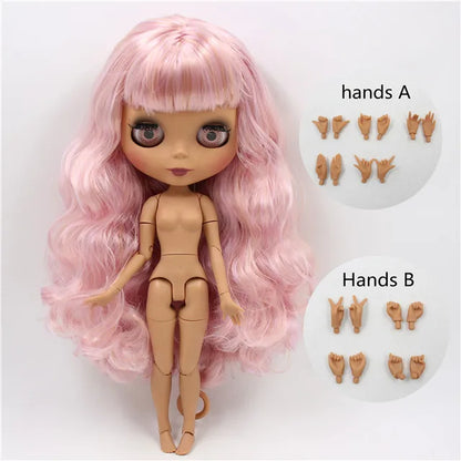 ICY DBS Blythe Doll 1/6 BJD Joint Body 30cm Dark Skin Matte Face Purple Pink Hair