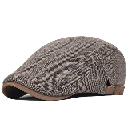 Big Size Newsboy Cap Men Wool Herringbone Gatsby Flat Hat Winter