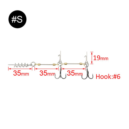 Double Fishing Hooks #6 #1 #1/0 Stinger Rig for Softbait Pike Tackle