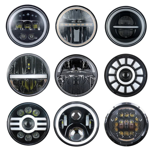 7in LED Headlight DRL for Jeep Wrangler TJ/JK, Land Rover Defender, Hummer H1/H2 - EXPROTAS