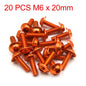 20Pcs M6x20mm Orange Hexagon Motorcycle License Plate Bolts & Screws