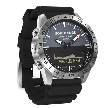 NORTH EDGE Men‘s Dive Sports Digital watch Military Army Luxury Full Steel Business Waterproof 200m Altimeter Compass-EXPROTAS