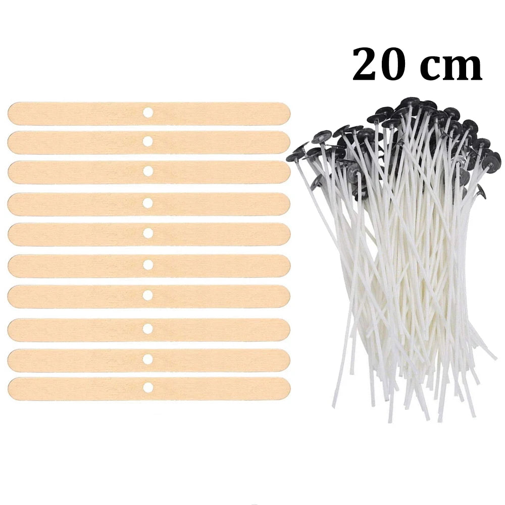 Candle Wicks Pre Waxed with Sustainers Long Tabbed for Craft Making 100pcs