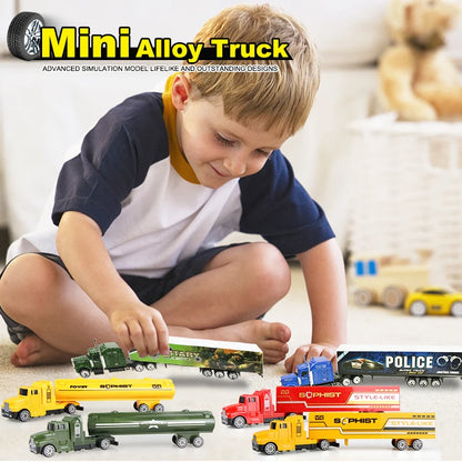 1Pcs Alloy Truck Model Diecast Toy Container Oil Tank Sliding Car Multi-color