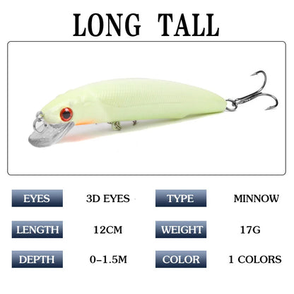 Fishing Lure 17g 12cm Sinking Minnow Hard Bait for Bass Pike Sea Fishing