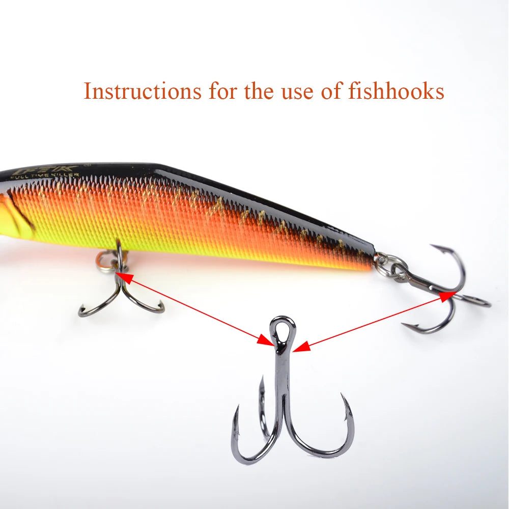 20Pcs Fishing Hooks Treble Carbon Steel Barbed Sharp 2/4/6/8/10#