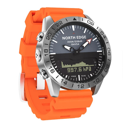 NORTH EDGE Men‘s Dive Sports Digital watch Military Army Luxury Full Steel Business Waterproof 200m Altimeter Compass-EXPROTAS