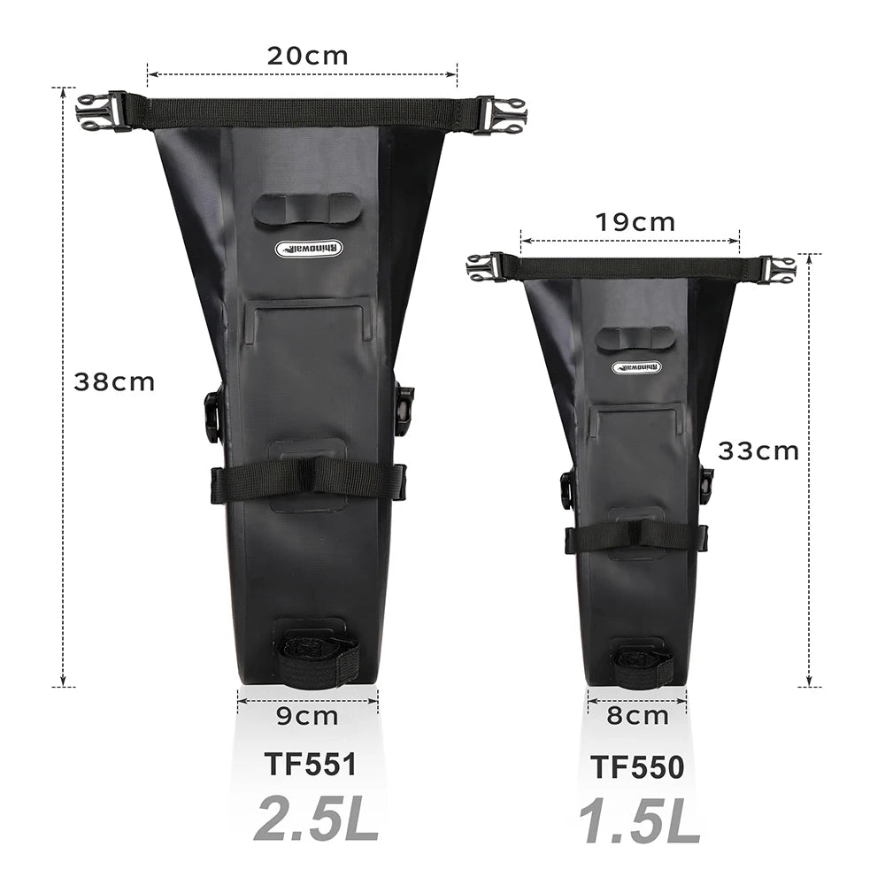 Rhinowalk Waterproof Bicycle Saddle Bag 1.5-2.5L Seat Tool Tail Pack