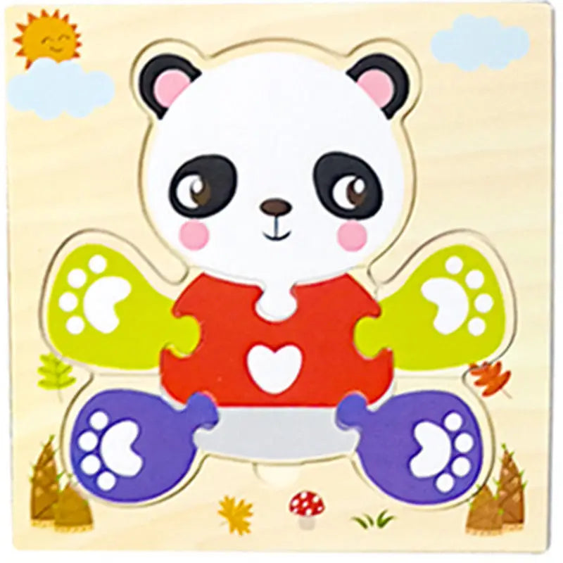 Baby Wooden 3D Tangram Puzzle Cartoon Animal Educational Shapes Jigsaw Toy Gift