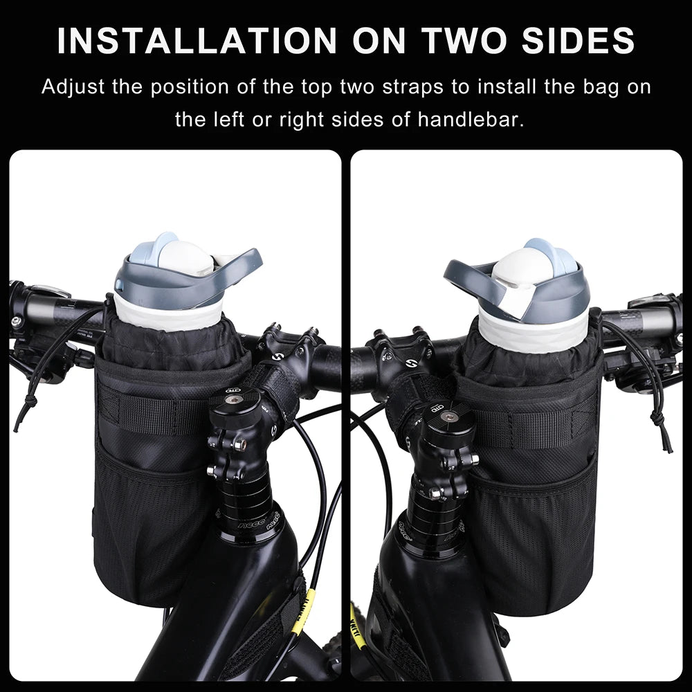Bicycle Water Bottle Carrier Rhinowalk Insulated Pouch 2pcs for MTB Handlebar Frame Bag