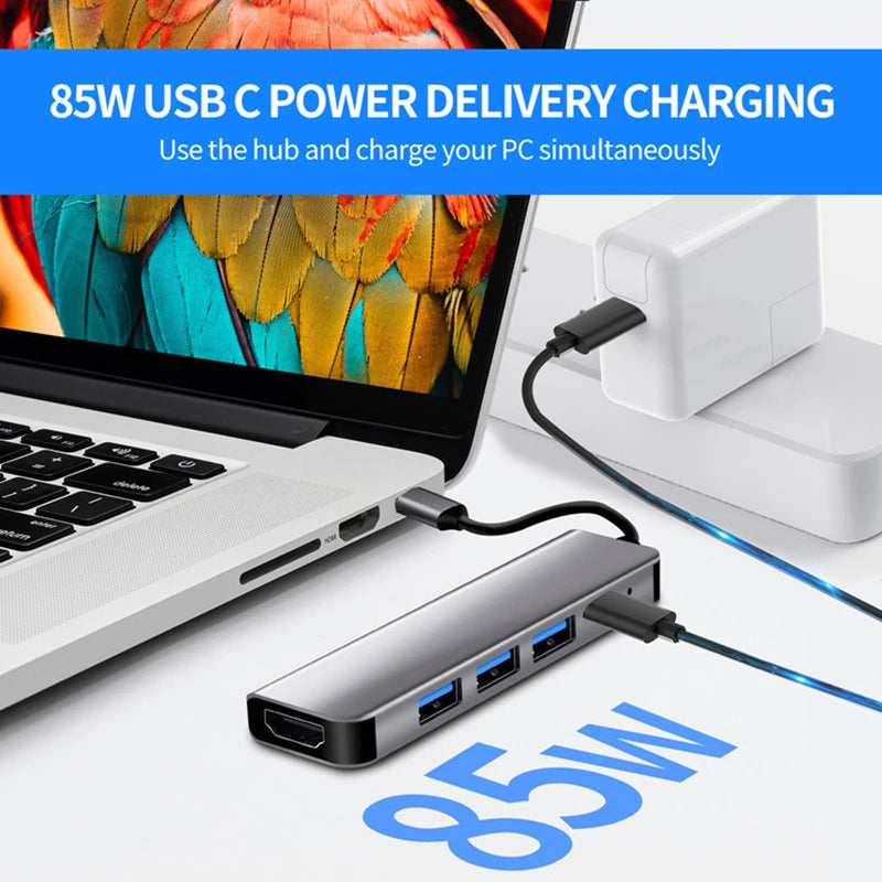 USB C Hub Docking Station 4K HDMI PD for Dex TV Mouse MacBook iPad