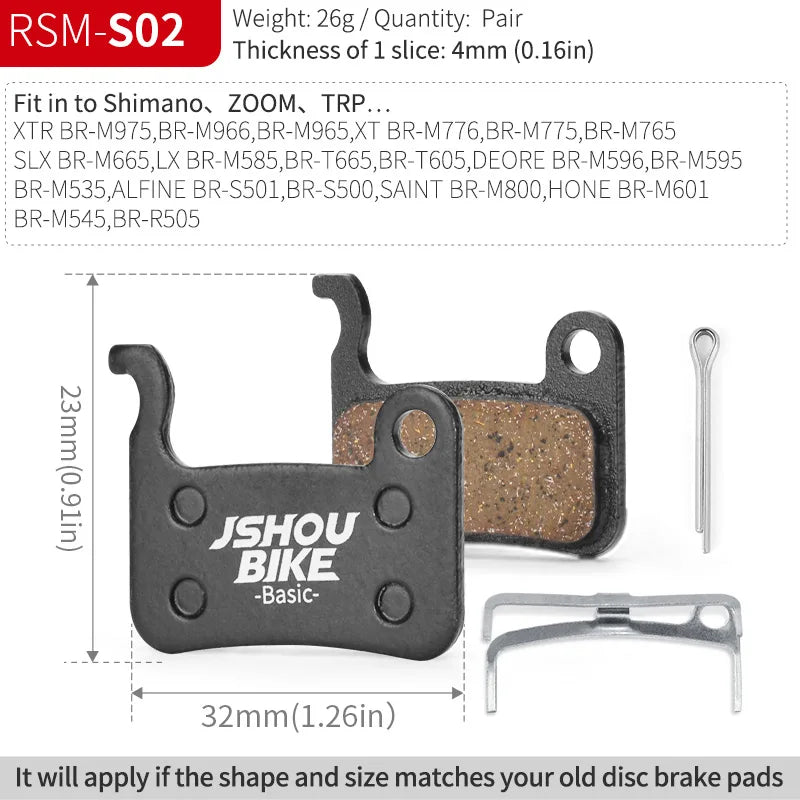 Semi-Metal Bicycle Brake Pads for Shimano SRAM Avid Hayes Magura by JSHOUBIKE