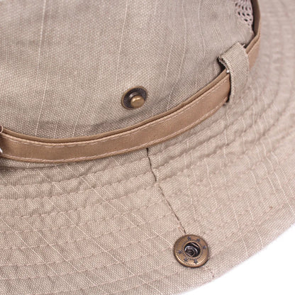 Jungle Fishing Mesh Bucket Hat Men Summer Wide Brim Sun Hiking Cap