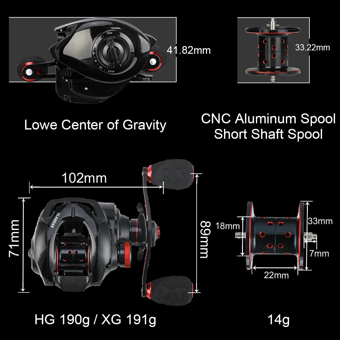 SeaKnight SLARDAR Baitcasting Reel 7.0:1 8.0:1 Brass Gear 8-Pin 10-Level Magnetic Brake