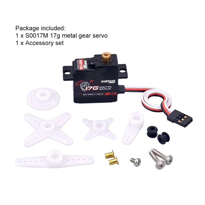 SURPASS Hobby S0017M 17g Digital Micro Servo 1.8kg Metal Gear for 1/16-1/18 RC Models - EXPROTAS