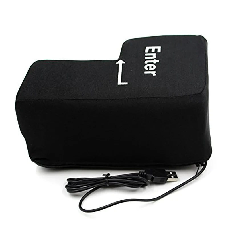 Big USB Enter Key Stress Relief Pillow Funny Decompression Button for PC