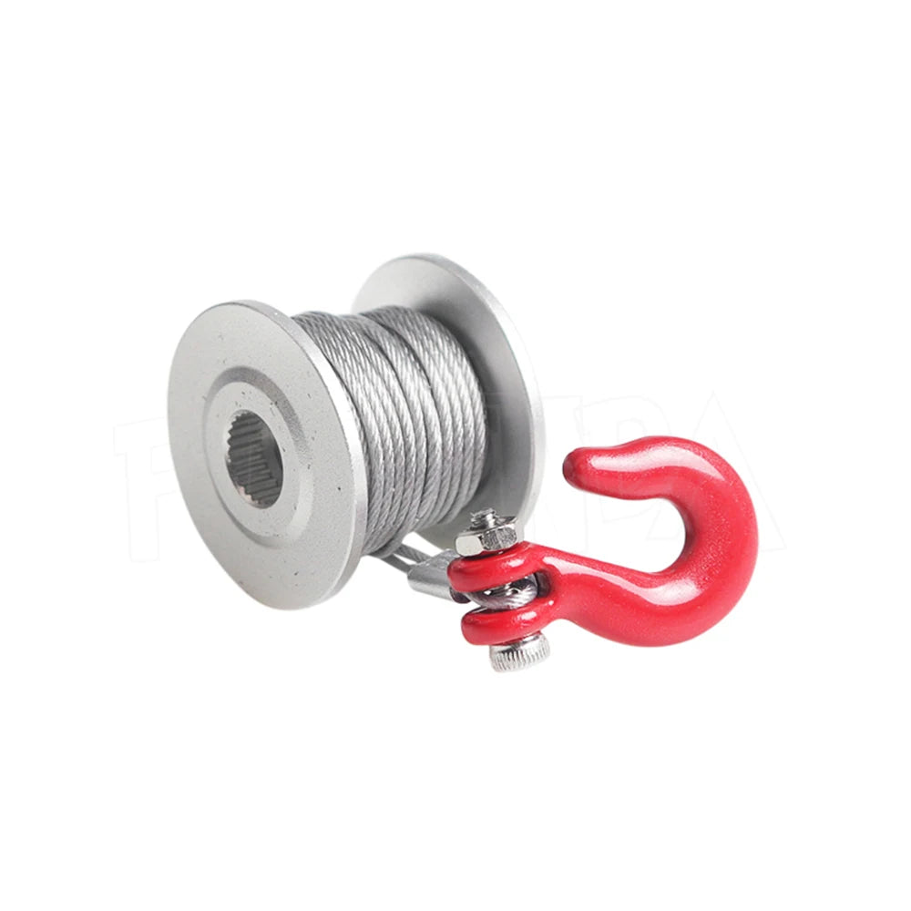 25T Servo Winch Wheel for 1/10 RC Crawler Parts Metal Spool Steering Hook