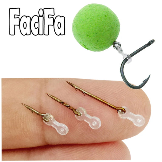 12pcs Metal Bait Spikes Carp Fishing Boilie Pins w/ Rubber Corn Hair Rigs