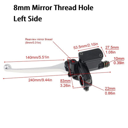 22MM M8/M10 Motorcycle Upper Front Brake Clutch Master Cylinder CNC Clutch Pump Reservoir Pump Lever Left Right for Honda Suzuk-EXPROTAS