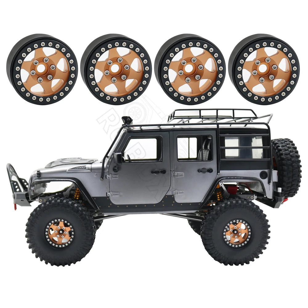1.9" Metal 6-Spoke Beadlock Wheel Rim for 1/10 RC Crawler TRX4 SCX10 Capra D90 - EXPROTAS