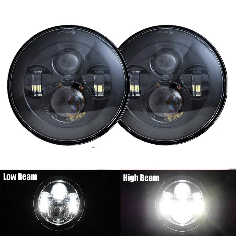 7in LED Headlight DRL for Jeep Wrangler TJ/JK, Land Rover Defender, Hummer H1/H2 - EXPROTAS