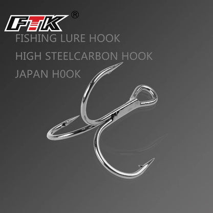 20Pcs Fishing Hooks Treble Carbon Steel Barbed Sharp 2/4/6/8/10#