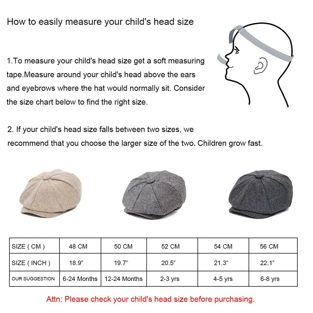 Baker Boy Cap Wool Blend Herringbone Newsboy Hat for Men Women
