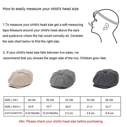 Baker Boy Cap Wool Blend Herringbone Newsboy Hat for Men Women