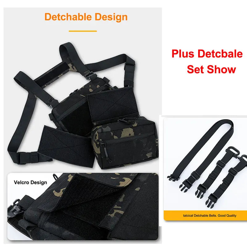 Outdoor Tactical Vest Bag CS Wargame Chest Rig Airsoft Pouch Holster Molle Men Shoulder Camping Backpack 1000D Hunting Fishing-EXPROTAS